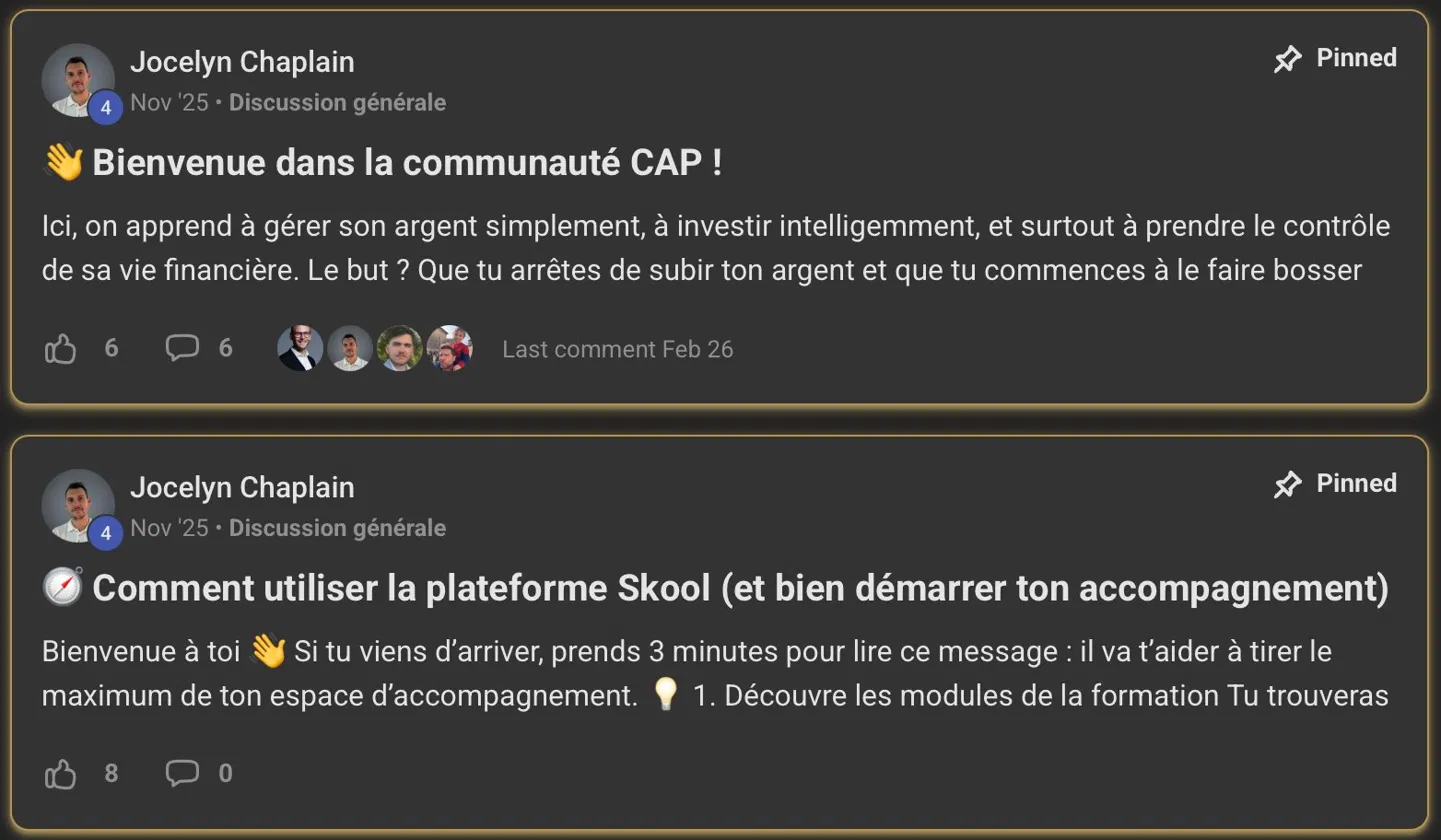 Posts épinglés de la communauté Skool